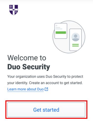 prompt screen with Duo logo to get started